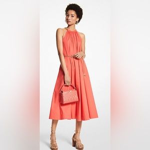 Michael Kors Chain Neck Organic Cotton Halter Dress -size M